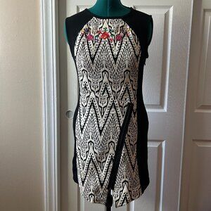 Desigual Sheath Floral Embroidered Black Dress Size EUR 42 (Size M)